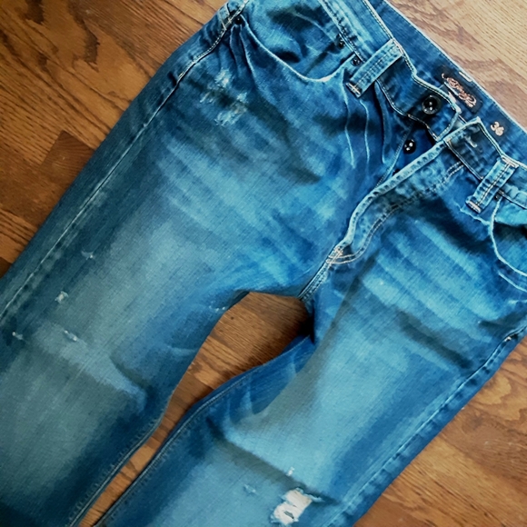 Ed Hardy Jeans Size 36 Distressed Boot Cut Flap - Picture 11 of 13